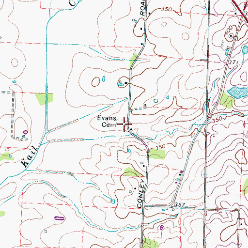 Topographic Map of Evans Cemetery, TN