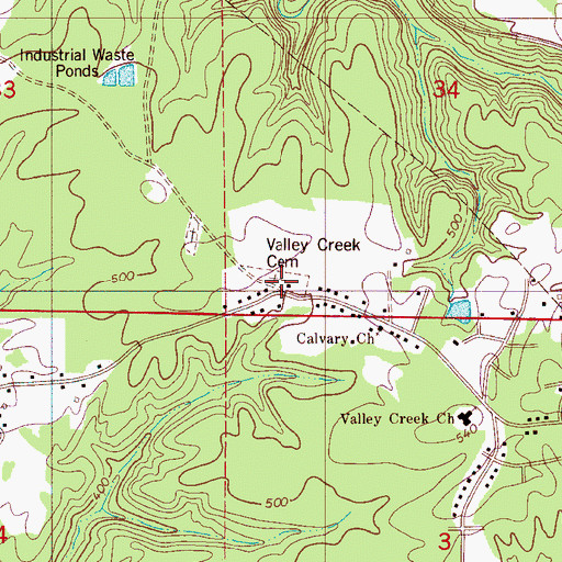 Topographic Map of Valley Creek Cemetery, AL