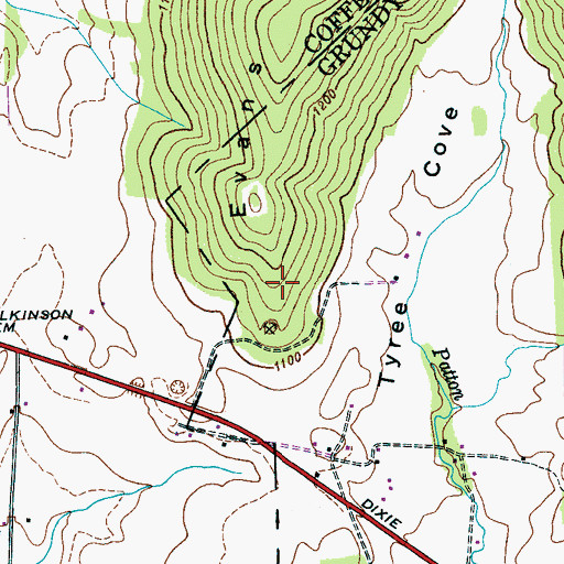 Topographic Map of Evans Point, TN