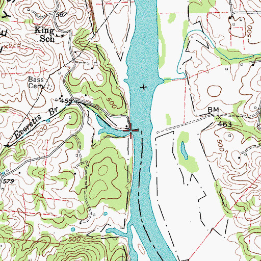 Topographic Map of Everetts Branch, TN