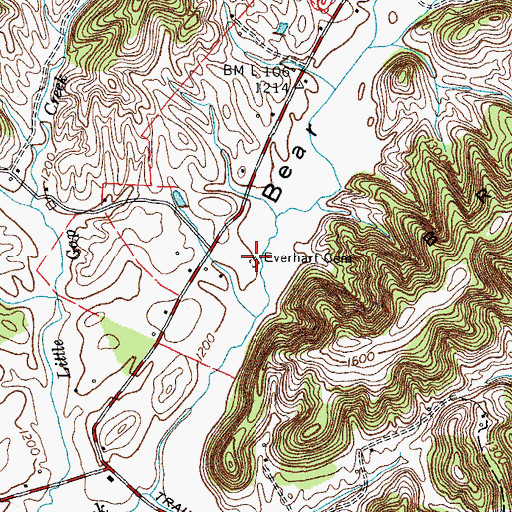 Topographic Map of Everhart Cemetery, TN