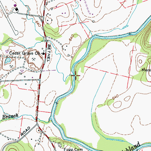 Topographic Map of Everly Branch, TN