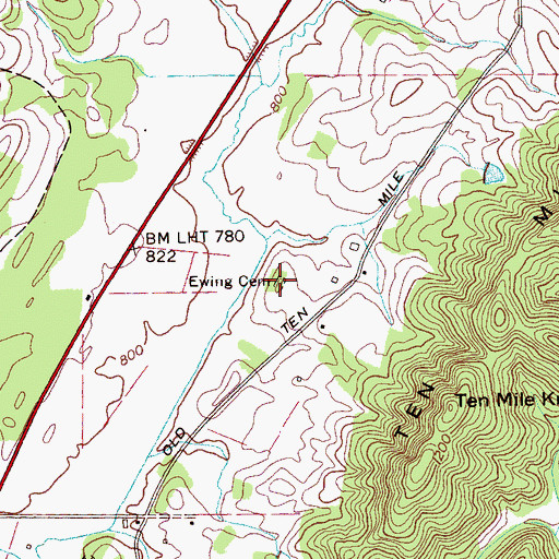 Topographic Map of McPherson Cemetery, TN