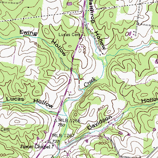 Topographic Map of Ewing Hollow, TN
