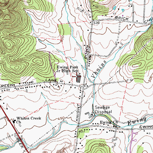 Topographic Map of Ewing Park Junior High School, TN