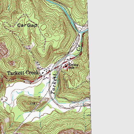 Topographic Map of Ewing School, TN