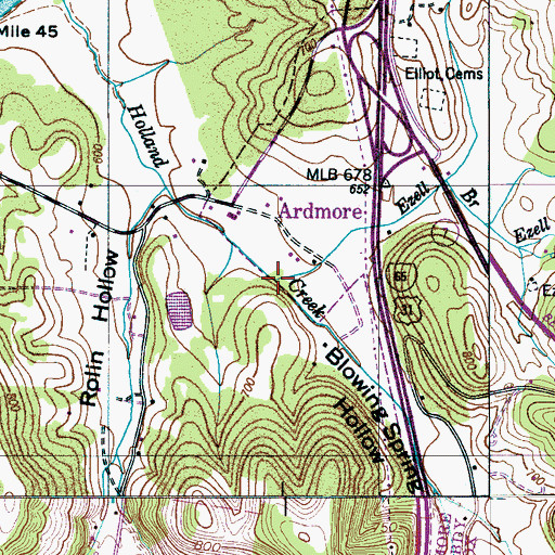 Topographic Map of Ezell Branch, TN