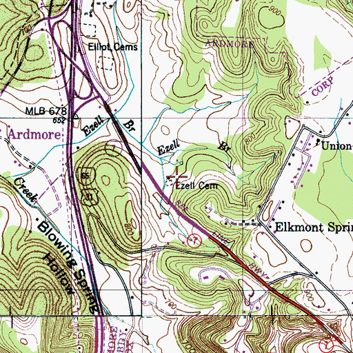 Topographic Map of Ezell Cemetery, TN