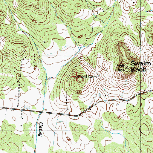 Topographic Map of Ezell Cemetery, TN
