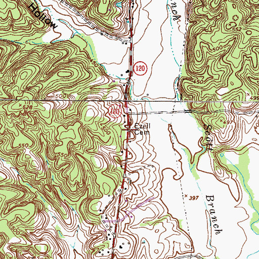 Topographic Map of Ezell Cemetery, TN