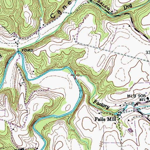 Topographic Map of Factory Branch, TN