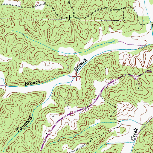 Topographic Map of Factory Branch, TN