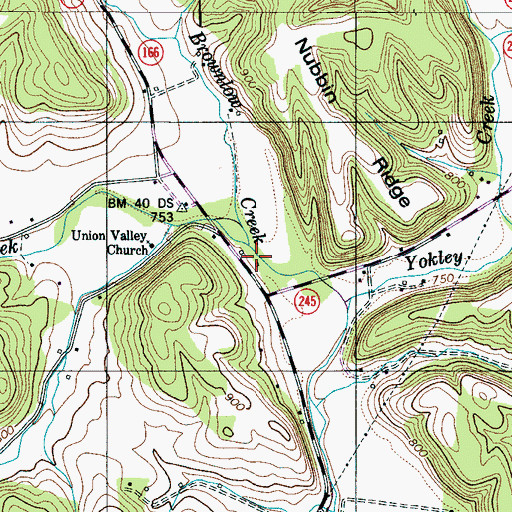 Topographic Map of Factory Creek, TN