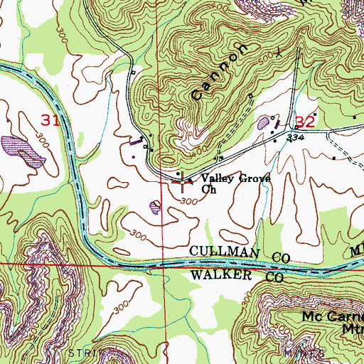 Topographic Map of Valley Grove Church, AL