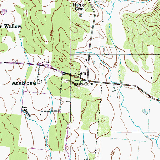 Topographic Map of Fagan Cemetery, TN