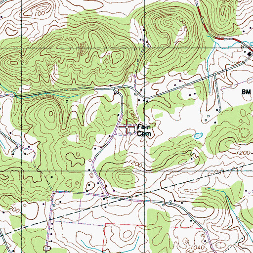 Topographic Map of Fain Cemetery, TN