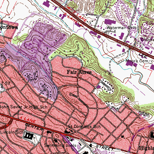 Topographic Map of Fair Acres, TN
