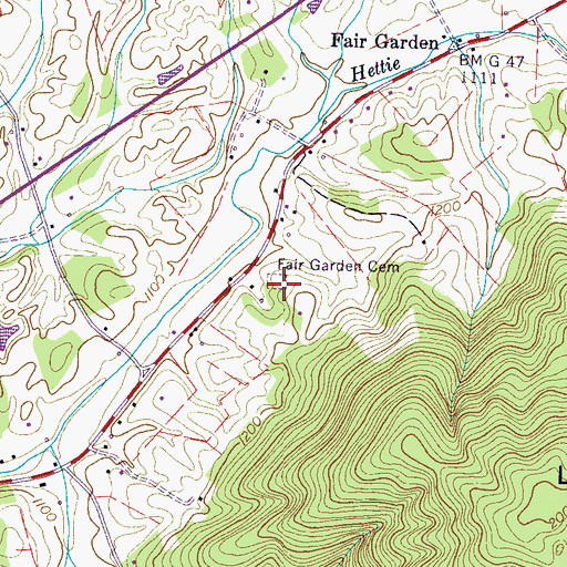 Topographic Map of Fair Garden Cemetery, TN