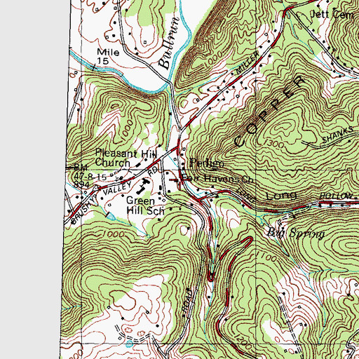 Topographic Map of Fair Havens Church, TN