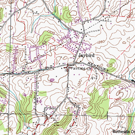 Topographic Map of Fairfield Church, TN