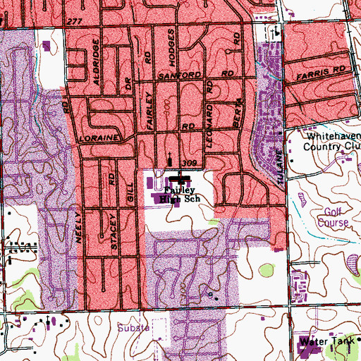 Topographic Map of Fairley High School, TN