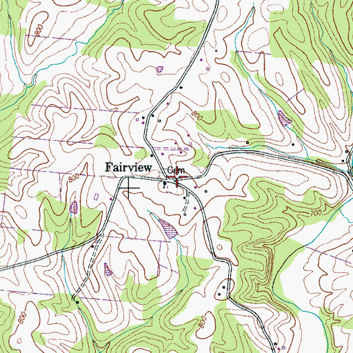 Topographic Map of Fairview, TN