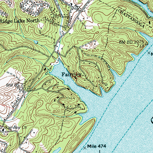 Topographic Map of Fairview, TN