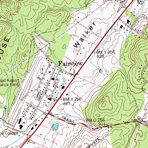 Topographic Map of Fairview, TN