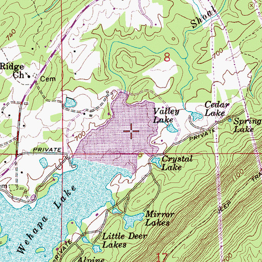 Topographic Map of Valley Lake, AL