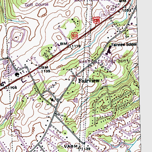 Topographic Map of Fairview, TN