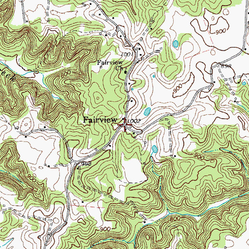Topographic Map of Fairview, TN