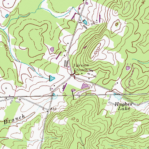 Topographic Map of Fairview Church, TN