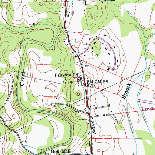 Topographic Map of Fairview Church, TN