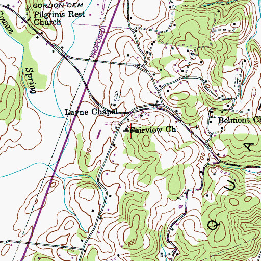 Topographic Map of Fairview Church, TN