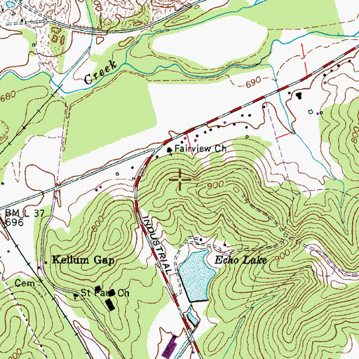 Topographic Map of Fairview Church, TN