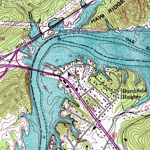 Topographic Map of Fairview Church, TN