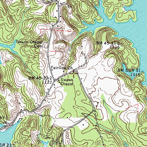 Topographic Map of Fairview Church, TN