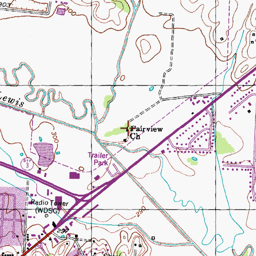 Topographic Map of Fairview Church, TN