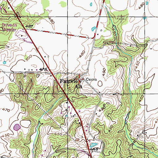 Topographic Map of Fairview Baptist Church, TN