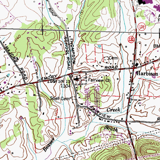 Topographic Map of Fairview Church, TN