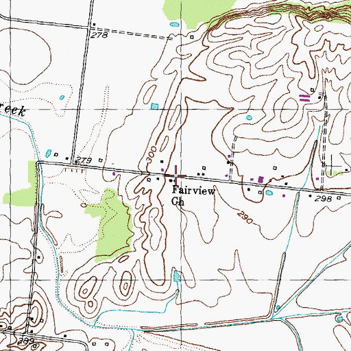 Topographic Map of Fairview Church, TN
