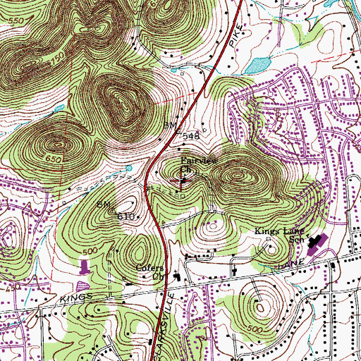 Topographic Map of Fairview Church, TN