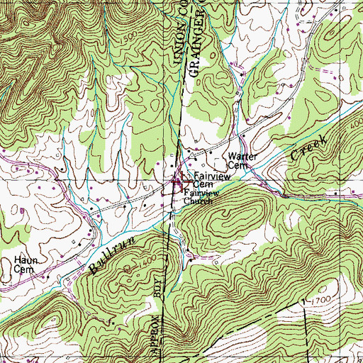 Topographic Map of Fairview Church, TN