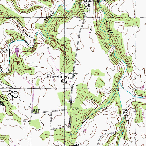 Topographic Map of Fairview Church, TN