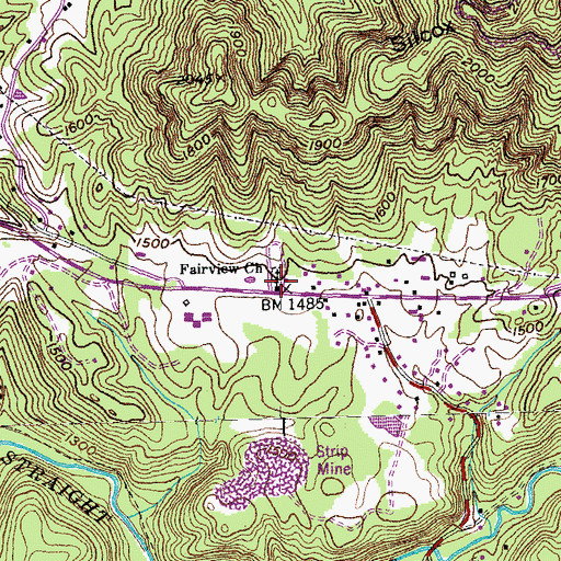 Topographic Map of Fairview Church, TN