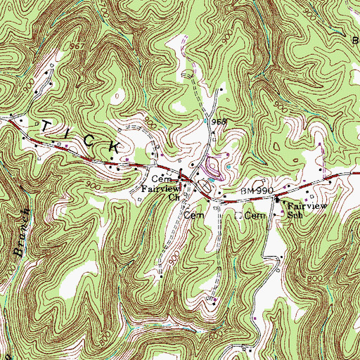 Topographic Map of Fairview Church, TN