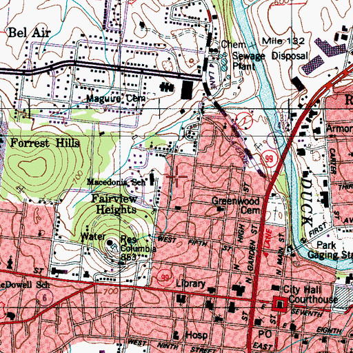 Topographic Map of Fairview Heights, TN