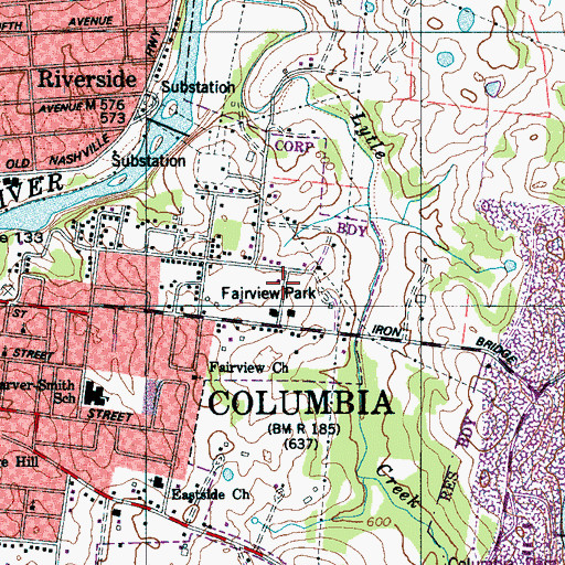 Topographic Map of Fairview Park, TN
