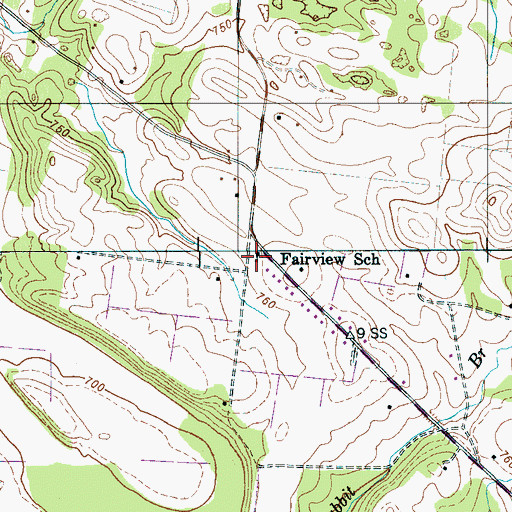 Topographic Map of Fairview School, TN