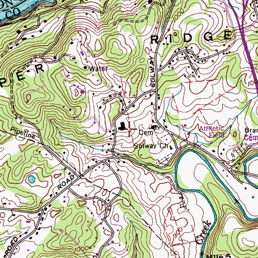 Topographic Map of Fairview School, TN